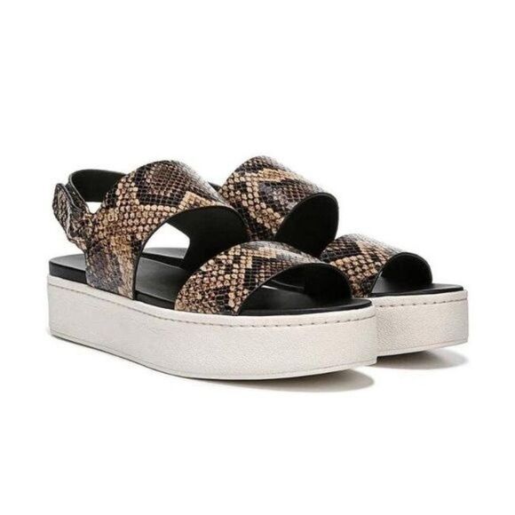 VINCE Westport Leather Snake Embossed Platform Sandals Size 10 - Picture 3 of 12